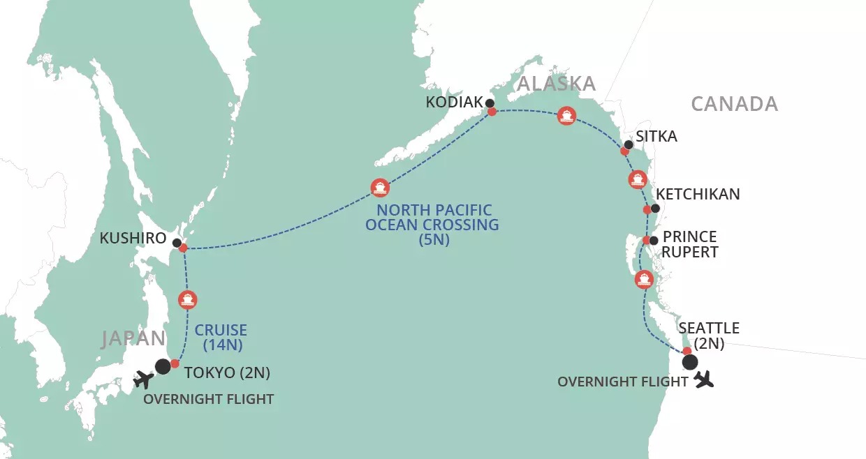 Tokyo, Alaska & Seattle